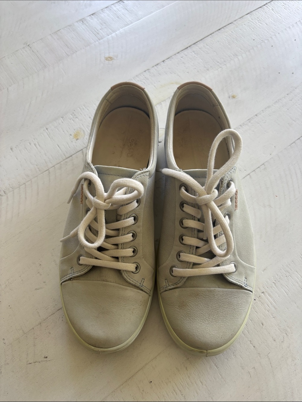 Ecco grey/pale mint size 38eu Leather Sneakers